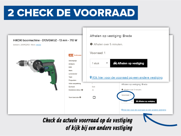 Check de voorraad op de vestiging