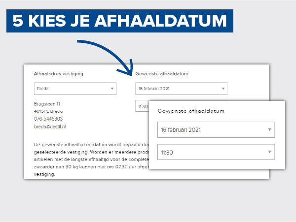 Kies je afhaalpunt en afhaaltijd