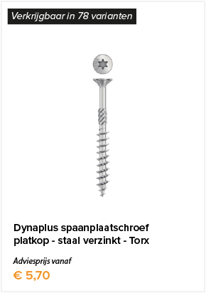 Dynaplus spaanplaatschroef - platkop - staal verzinkt - Torx