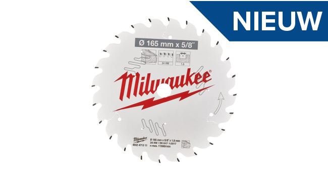 Milwaukee cirkelzaagblad - CSB P W 165x15,87x1.6 - 24tands ATB Artikelnr. 200586304 | Merk: Milwaukee