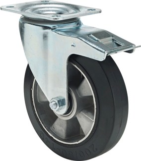 Colson zwenkwiel rubber met rem 150 mm - 300kg 