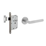 Intersteel deurbeslag set - loopslot - deurkruk hoek 90° - RVS geborsteld