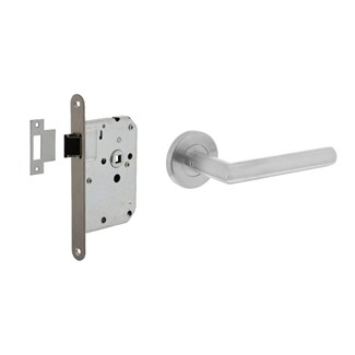 Intersteel deurbeslag set - loopslot - deurkruk hoek 90° - RVS geborsteld