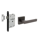 Intersteel Deurbeslag set Loopslot zwart met Deurkruk Hera op rozet Antraciet grijs