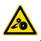 Brady waarschuwingssticker [3x] -  driehoek 10 cm - draaiendelen - 800241