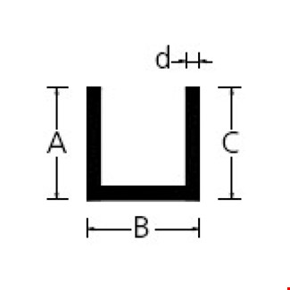 Roval aluminium U-Profiel - 15x25x15x2 mm - 1000 mm