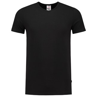 Tricorp T-Shirt elastaan slim fit V-hals - Casual - 101012 - zwart - maat S