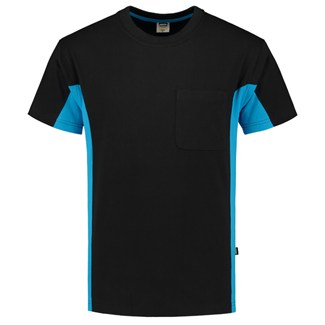 Tricorp T-shirt Bi-Color - Workwear - 102002 - zwart/turquoise - maat XL