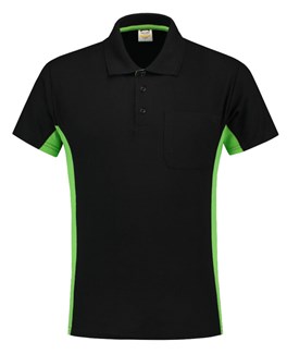 Tricorp Workwear 202002 Bi-Color unisex poloshirt Zwart Limegroen M
