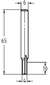 JSO-TR groeffrees - Ø 4X10mm - TL=65mm - S=6mm - VHW