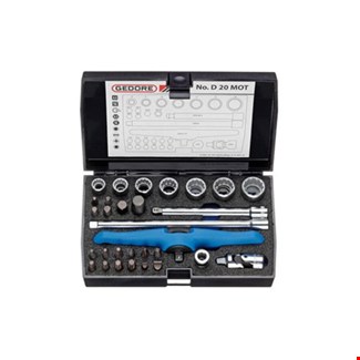 GEDORE dopsleutelset - D 20 MOT - voor motorfietsen - 1/4 inch - in kunststof doos - 30-delig