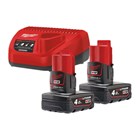 Milwaukee accu kit - M12 NRG-402 - 12V - 2x4.0 Ah accu en snellader - Li-ion