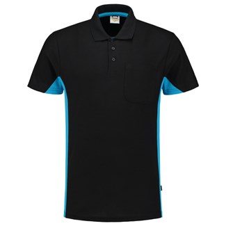 Tricorp Workwear 202002 Bi-Color unisex poloshirt Zwart Turquoise XS