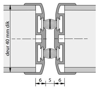 Alprokon rook-/tochtwerend profiel - uitvoering 3110 - deurdikte 40 mm - 2400 mm