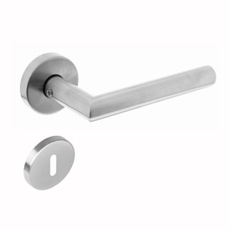 Intersteel deurkruk met sleutelrozet geveerd - Hoek 90° - RVS geborsteld