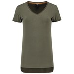 Tricorp T-Shirt V-hals dames - Premium - 104006 - legergroen - L