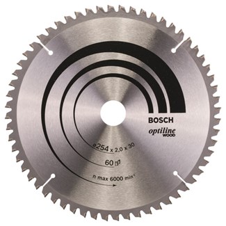 Bosch cirkelzaagblad - OPTILINE WOOD - Ø254/2mm - 30mm - 60 TPI