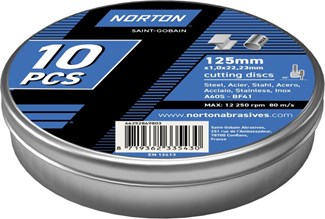 Norton Doorslijpschijf Vlak St/RVS A60S 125x1mm BF41 – 10 stuks