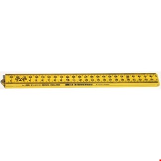 Schuil duimstok - geel - kunststof - 1 meter - 4 delig