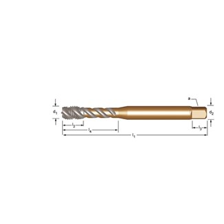 DORMER HSS-E machinetap - voor metrische schroefdraad - ongecoat - DIN 371 - vorm C 45° - gespiraliseerd - 2.5xD - blinde gaten