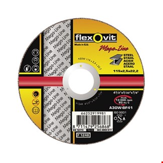 Flexovit doorslijpschijf voor staal - Mega-Line - 125 x 2.5 x 22 mm - A 30 W-BF41