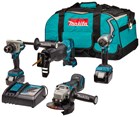Makita combiset boren/(slag)schroeven/slijpen/reciprozagen - DLX4157TX1 - 18 V - 2x5,0 Ah accu en snellader - in tas