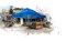 Grizzly werktent - GO-WORK 40 - 3x4,5 m - alum. frame smalle voet - blauw