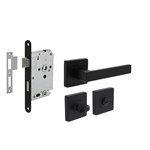 Intersteel Deurbeslag set Toiletslot 63/8mm zwart met Deurkruk Hera en WC-sluiting Zwart