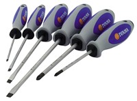 Ivana schroevendraaierset - pz/zaagsnede - softgrip - mat verchroomd - 6-delig