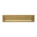 Intersteel briefplaat rechthoekig - met klep/regenrand - 340x75 mm - messing getrommeld