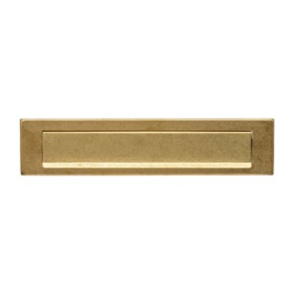 Intersteel briefplaat rechthoekig - met klep/regenrand - 340x75 mm - messing getrommeld
