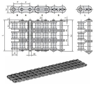 Donghua - Rollenketting - SBSR - Triplex - 3/4" - BS - 12B-3