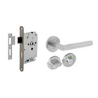 Intersteel deurbeslag set - deurkruk Hoek 90° RVS - incl. slot met RVS afgeronde voorplaat
