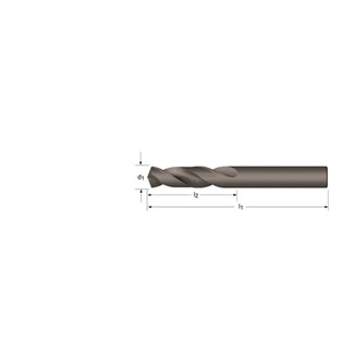DOMER HSS extra korte spiraalboor - met cilindrische schacht - DIN 1897 N - stoomontlaten 2.5xD