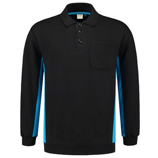 Tricorp polosweater Bi-Color - Workwear - 302001 - zwart/turquoise - maat L