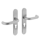 Intersteel deurkruk met schild - Rond - met profielcilindergat 55 mm - RVS geborsteld