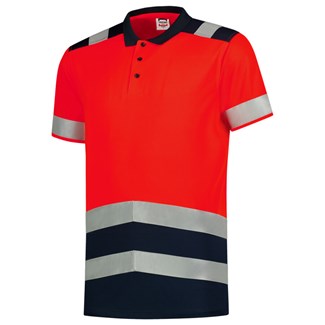 Tricorp poloshirt - High-Vis - bicolor - fluor red-ink - maat XL