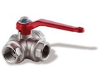 Kogelkraan messing 3-weg t-bor 1/4In bi red.flow