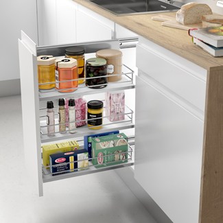 Menage confort set uittrekframe rechts incl. 3 mand 90° 30cm wit softcl