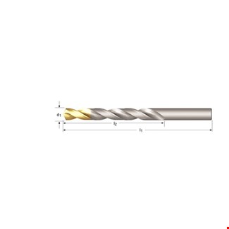DORMER HSS korte spiraalboor - met cilindrische schacht - DIN 338 N - TiN-tip - gecoat - 4xD
