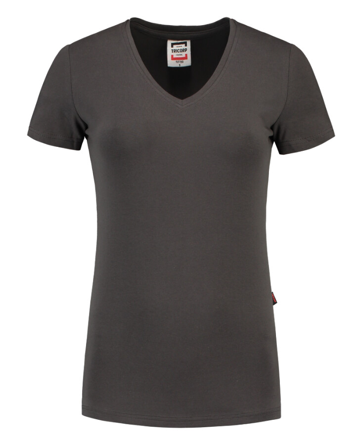 Tricorp dames T shirt V hals 190 grams Casual 101008 donkergrijs maat L