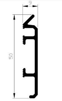Roval knelprofiel - aluminium - 50x9mm - 2500mm -  ongeponst