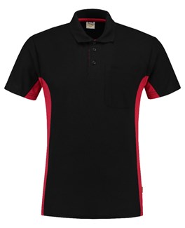 Tricorp Workwear 202002 Bi-Color unisex poloshirt Zwart Rood L