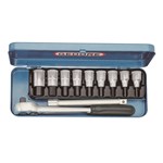 GEDORE dopsleutel-schroevendraaierset - 1/2" - 5-17mm - in stalen cassette - 11-delig  