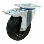 Zwenkwiel rubber 125mm - geremd - rollager / plaat - serie 01 -15
