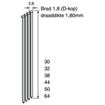 Dutack brads - DA18 - 64 mm - 4000 st - CRvs