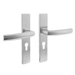 Intersteel deurkruk met schild - Blok - met profielcilindergat 55 mm - rechthoekig - RVS geborsteld