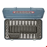 GEDORE dopsleutelset - 1/2"+1/4" - TORX - in stalen cassette - 34-delig