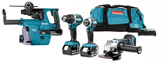 Makita accu combiset - boren/schroeven/slijpen - DLX4103W - 18V - 3x5.0 Ah accu en snellader - met acc. in tas