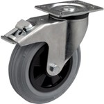 Colson zwenkwiel rubber met rem 200 mm - 200kg 
